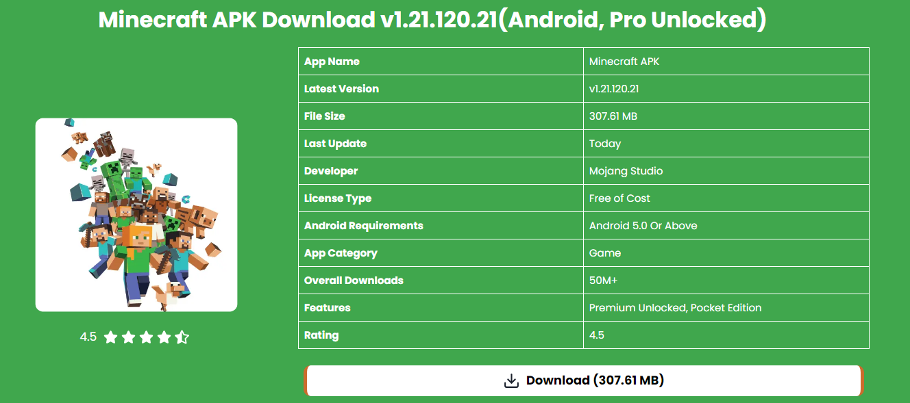 Download Minecraft APK Pocket Edition v1.21.120.21 For Android Latest Version September 2025