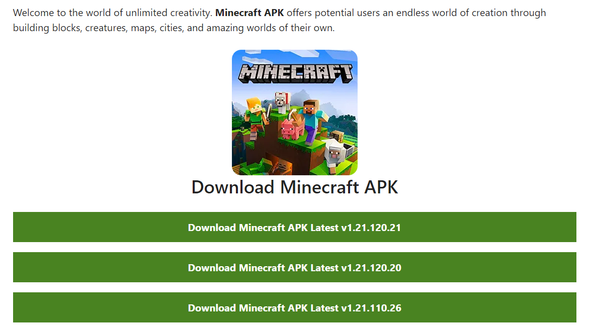Download Minecraft (MOD Menu) 1.21.120.21 free on android, Minecraft Edition APK v1.21.1