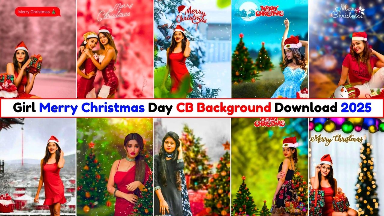 Cute Girl Happy Christmas Day CB Background Full HD Download 2025