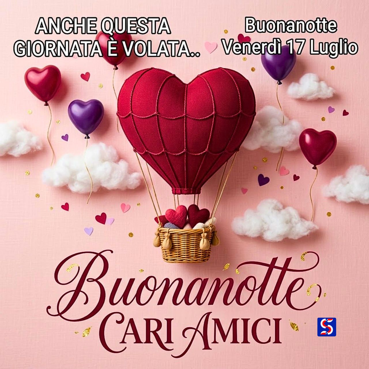 Immagine nuova e rilassante per augurare una dolce buonanotte di venerdì 17 luglio, perfetta per salutare la settimana e dare il benvenuto al weekend