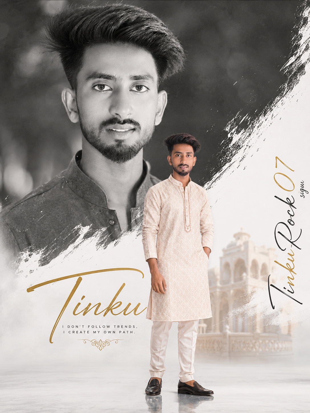 Stylish Indian Boy & Girl Royal Poster Photo Edit 8K HD AI image prompt for ChatGPT and Google Gemini.