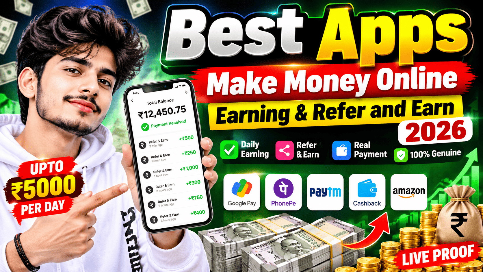 Best Apps Make Money Online Earning & Refer and Earn - 2026
